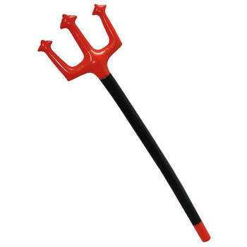 Funny Fashion Duivel Trident vork - opblaasbaar - 152 cm - rood - plastic - verkleed accessoires - Feestdecoratievoorwer