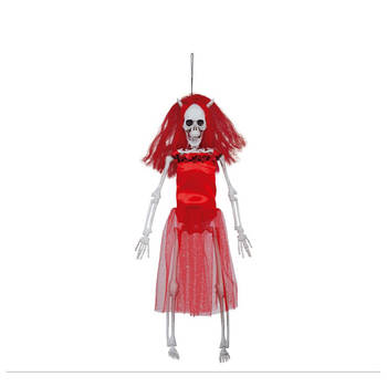 Fiestas Horror/halloween decoratie skelet/geraamte pop - duivel vrouw - 40 cm - Halloween poppen
