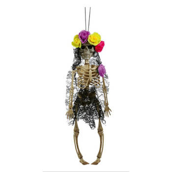 Fiestas Horror/halloween decoratie skelet/geraamte pop - Day of the Dead vrouw - 40 cm - Halloween poppen