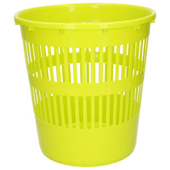 Plasticforte Afvalbak/vuilnisbak/kantoor prullenbak - plastic - groen - 28 cm - Prullenmanden