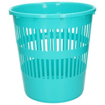 Plasticforte Afvalbak/vuilnisbak/kantoor prullenbak - plastic - blauw - 28 cm - Prullenmanden