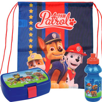 Paw Patrol lunchbox set voor kinderen - 3-delig - blauw - kunststof - incl. gymtas/schooltas - Lunchboxen