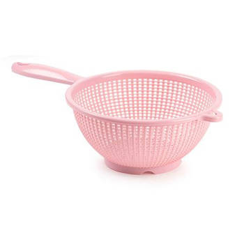 Plasticforte Keuken vergiet/zeef - kunststof - Dia 22 cm x Hoogte 10 cm - roze - Vergieten