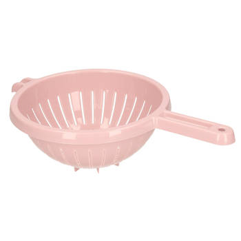 Plasticforte Keuken vergiet/zeef - kunststof - Dia 23 cm x Hoogte 10 cm - roze - Vergieten