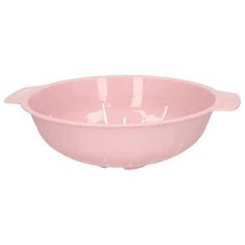 Plasticforte Keuken vergiet/zeef - kunststof - Dia 25 cm x Hoogte 8 cm - roze - Vergieten