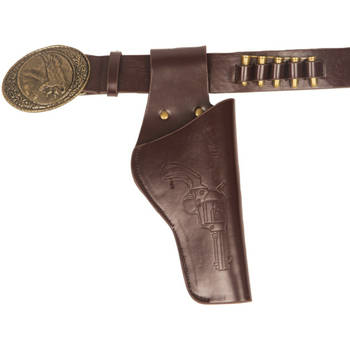 Verkleed cowboy holster voor 1 revolver/pistool voor volwassenen - Verkleedattributen
