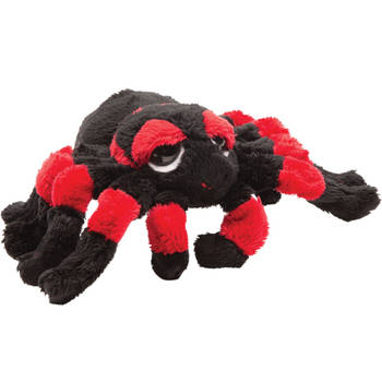 Suki gifts Pluche knuffel spin - tarantula - zwart/rood - 22 cm - speelgoed - Knuffeldier