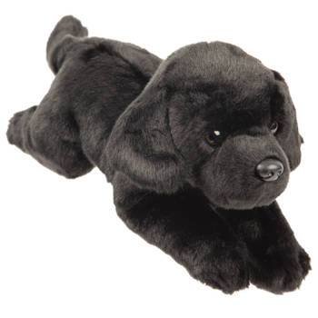 Suki Gifts Pluche knuffeldier hond - zwarte labrador - 30 cm - huisdieren thema - Knuffel huisdieren