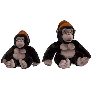 Set van 2x stuks Gorilla aap/apen knuffels 20 en 30 cm - Knuffeldier