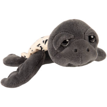 Suki Gifts pluche zeeschildpad Jules knuffeldier - cute eyes - donkergrijs - 14 cm - Knuffel zeedieren