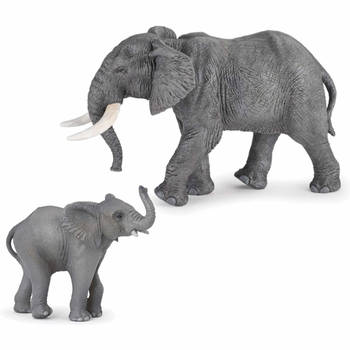 Plastic speelgoed figuren setje olifanten familie van moeder en kind - Speelfigurenset
