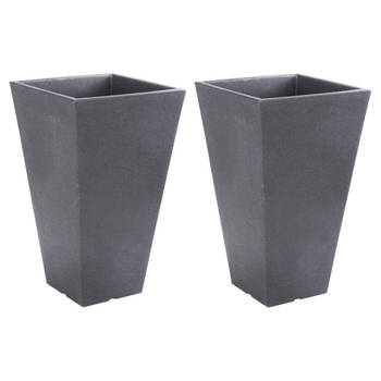 Set van 2x stuks donker grijze buiten plantenpotten 55 cm - Plantenpotten