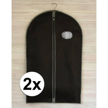 2x Beschermhoezen voor kleding zwart 100 cm - Kledinghoezen
