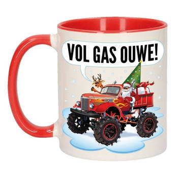 Kerst cadeau beker / mok monstertruck auto vol gas ouwe 300 ml - Bekers