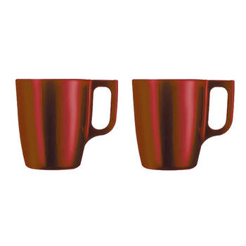Set van 8x stuks koffie mokken/bekers metallic rood 250 ml - Bekers