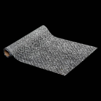 Atmosphera kerst tafelloper - zilver glitter - 28 x 300 cm - polyester - Tafellakens