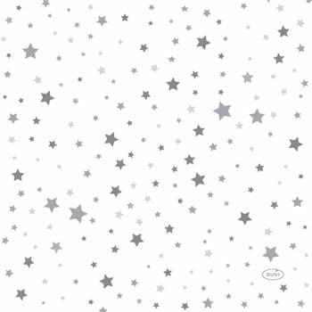 Duni kerst thema servetten - 20x st - 33 x 33 cm - wit met sterren - Feestservetten