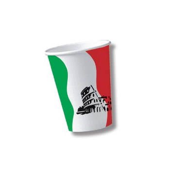 30x stuks papieren Italie/Italiaans thema bekers - Feestbekertjes
