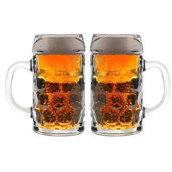 2x Bierpullen/Bierglazen Oktoberfest 0,5 liter - Bierglazen
