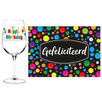 Happy Birthday cadeau glas 40 jaar verjaardag en Gefeliciteerd kaart - feest glas wijn