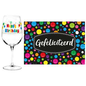 Happy Birthday cadeau glas 70 jaar verjaardag en Gefeliciteerd kaart - feest glas wijn
