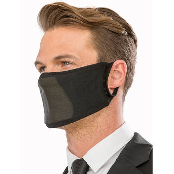 1x Wasbare antibacteriele gezichtsmaskers/mondkapjes zwart van ademende stof voor volwassenen - Mondkapjes