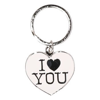 Valentijn cadeautje witte sleutelhanger I love you - Sleutelhangers
