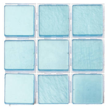 63x stuks mozaieken maken steentjes/tegels kleur lichtblauw 10 x 10 x 2 mm - Mozaiektegel