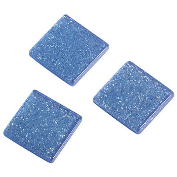 615x stuks Acryl glitter mozaiek steentjes blauw 1 x 1 cm - Mozaiektegel