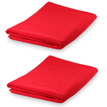 Set van 2x stuks yoga wellness microvezel handdoeken 150 x 75 cm rood - Sporthanddoeken