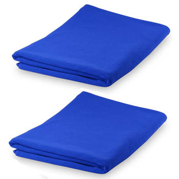 Set van 2x stuks yoga wellness microvezel handdoeken 150 x 75 cm blauw - Sporthanddoeken