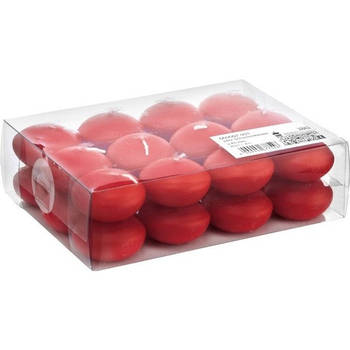 24x Drijvende kaarsen rood 4,5 cm 4 branduren - Drijfkaarsen