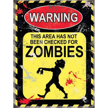 Metalen wand bordje Zombies 15 x 20 cm - Metalen wandbordjes