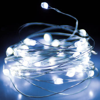 Christmas Decoration lichtdraad zilverdraad- 2x - 66 leds - wit - 1 m - Lichtsnoeren