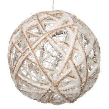 Anna Collection draad bal/kerstbal - wit - met verlichting - D20 cm - kerstverlichting figuur