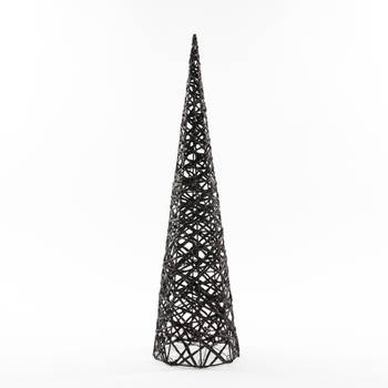 Anna Collection LED piramide kerstboom - H60 cm - zwart - kunststof - kerstverlichting figuur