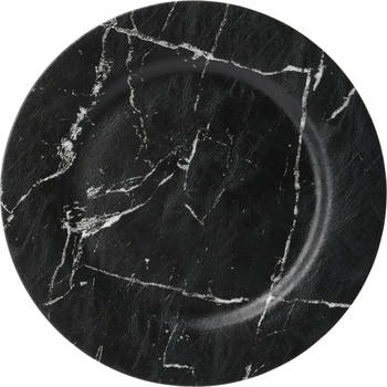 Home & Styling kaarsenbord - zwart marmer - kunststof - D33 cm - Kaarsenplateaus