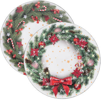 Christmas Decoration kaarsenbord/onderbord - kerst- kunststof - D33 cm - Kaarsenplateaus