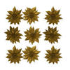 12x stuks glitter decoratie bloemen op clip goud 9.5 cm - Kunstbloemen