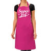 Super juf bbq/keuken schort roze voor dames - Einde schooljaar/ jufdag cadeau - Feestschorten