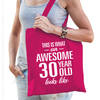 Awesome 30 year / 30 jaar cadeau tas roze voor dames - Feest Boodschappentassen
