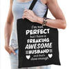 Freaking awesome husband / echtgenoot kado tas zwart voor dames - Feest Boodschappentassen