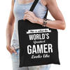 Worlds greatest GAMER kado tasje voor verjaardag zwart voor dames - Feest Boodschappentassen