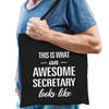 Awesome secretary / secretaris cadeau tas zwart voor heren - Feest Boodschappentassen