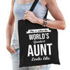 Worlds greatest AUNT kado tasje voor tantes verjaardag zwart voor dames - Feest Boodschappentassen