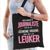 Gewone vrouw / journaliste cadeau tas zwart voor dames - Feest Boodschappentassen