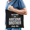 Awesome brother cadeau tas zwart katoen - Feest Boodschappentassen