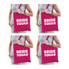 4x Vrijgezellen Bride Squad tasje roze dikke letters dames - Feest Boodschappentassen