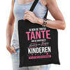 Trotse tante / kinderen cadeau tas zwart voor dames - Feest Boodschappentassen