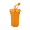 Sportbeker/limonadebeker met rietje oranje 400 ml - Drinkflessen